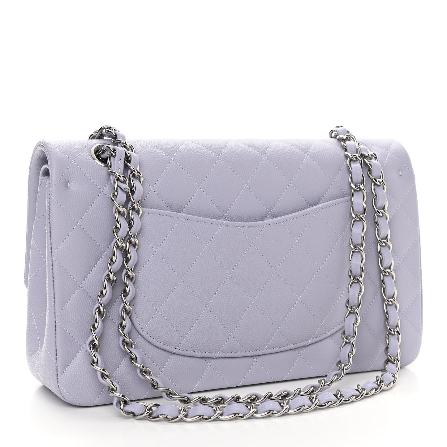 Caviar Quilted Medium Double Flap Light Purple