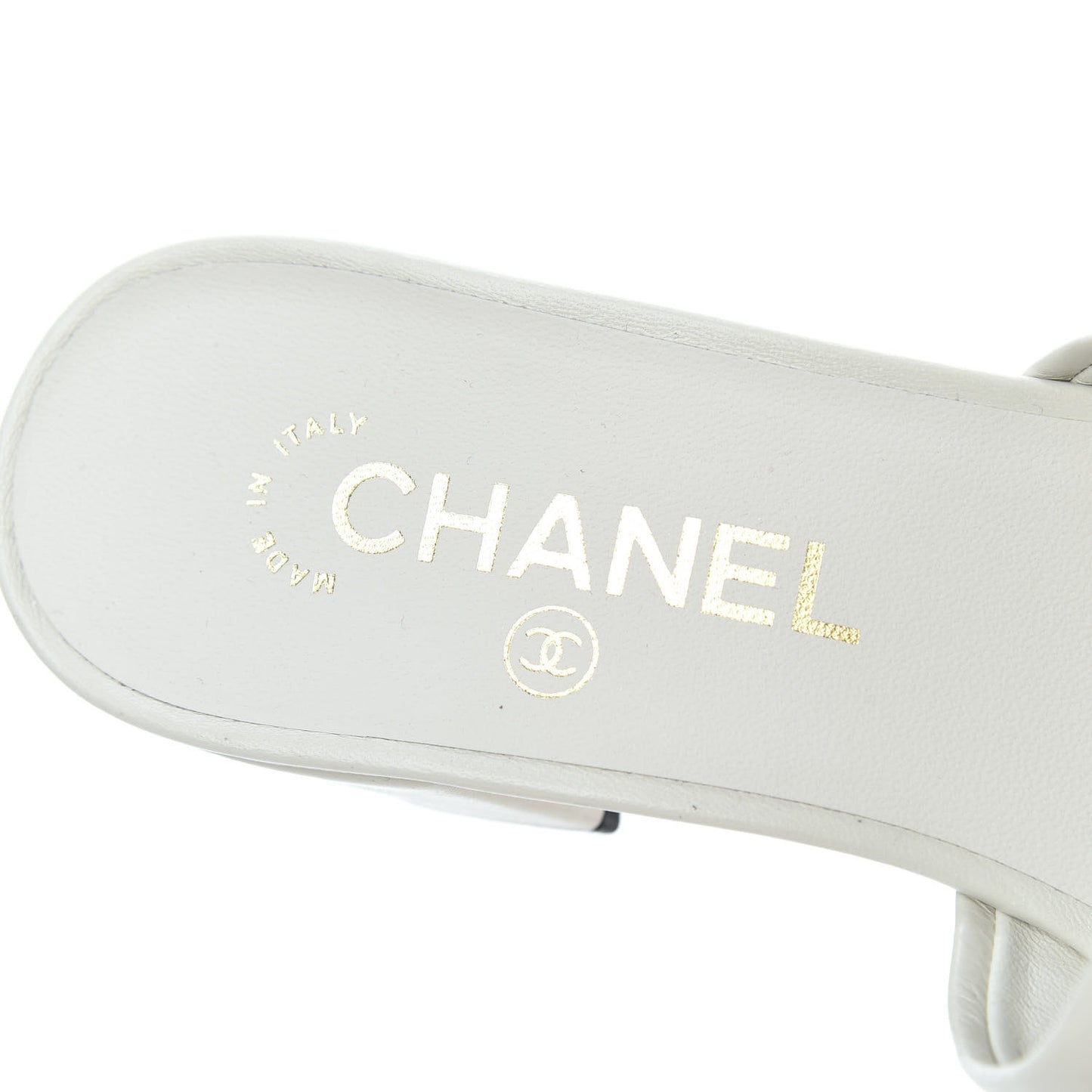 Lambskin Beaded CC Mule Sandal 36 White