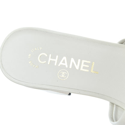 Chanel Lambskin Beaded CC Mule Sandal 36 White 6 of 15
