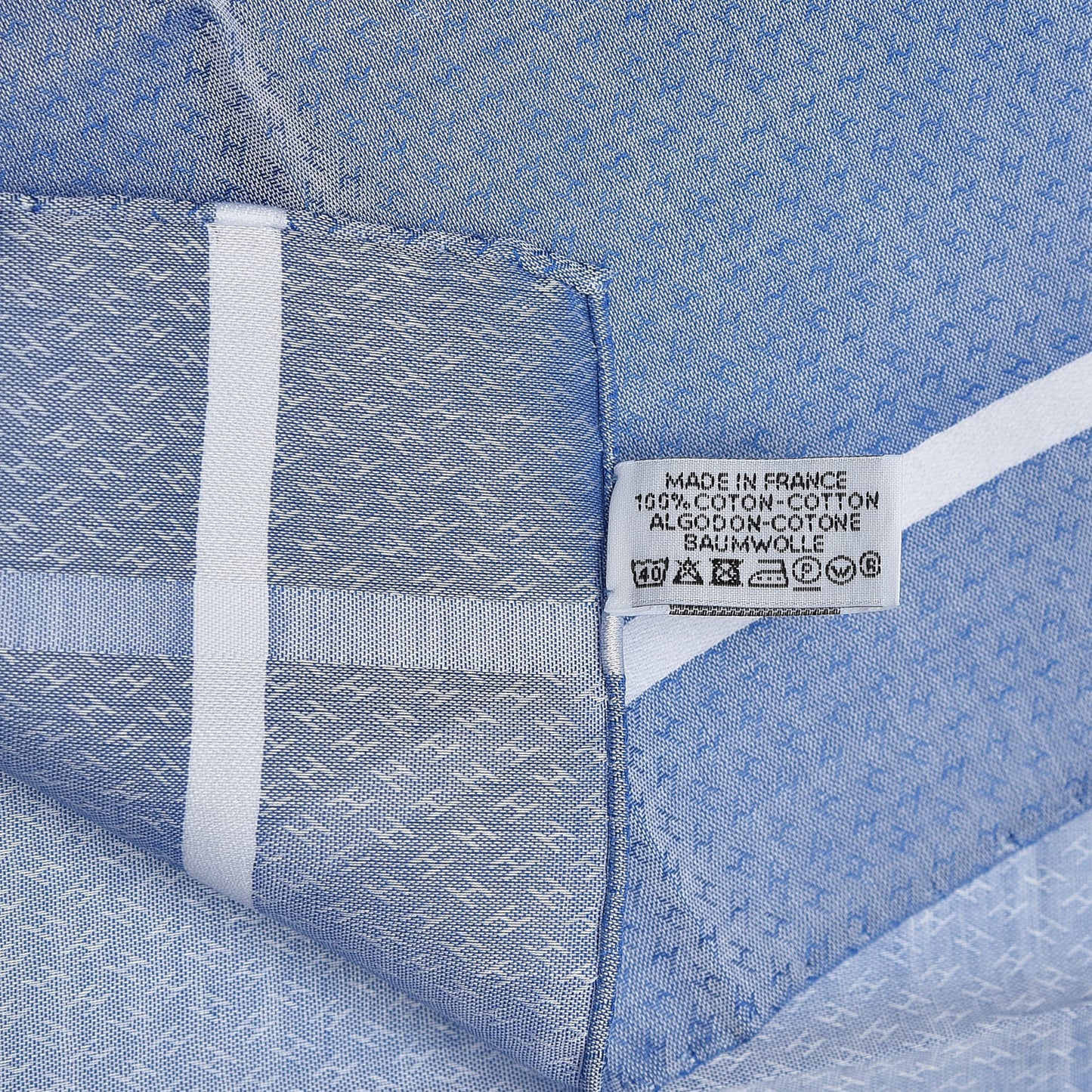 Cotton Hankachi Handkerchief Gift Set H Passant Jacquard d'H Bleu Ciel Bleu