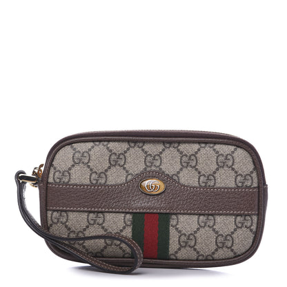 Gucci GG Supreme Monogram Ophidia Phone Case Wristlet Brown 1 of 7