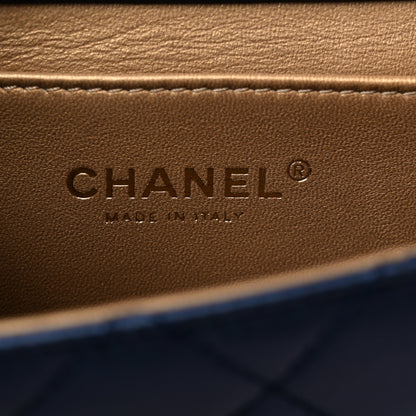 Chanel Iridescent Lambskin Quilted Chic Pearls Flap Navy Blue 6 of 11