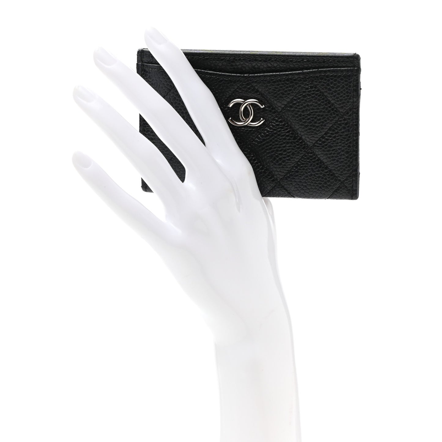 Caviar Quilted Card Holder Black