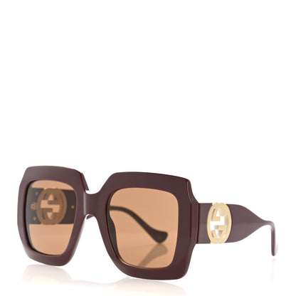Gucci Acetate Rectangular Frame Chain Sunglasses GG1022S Burgundy 1 of 9