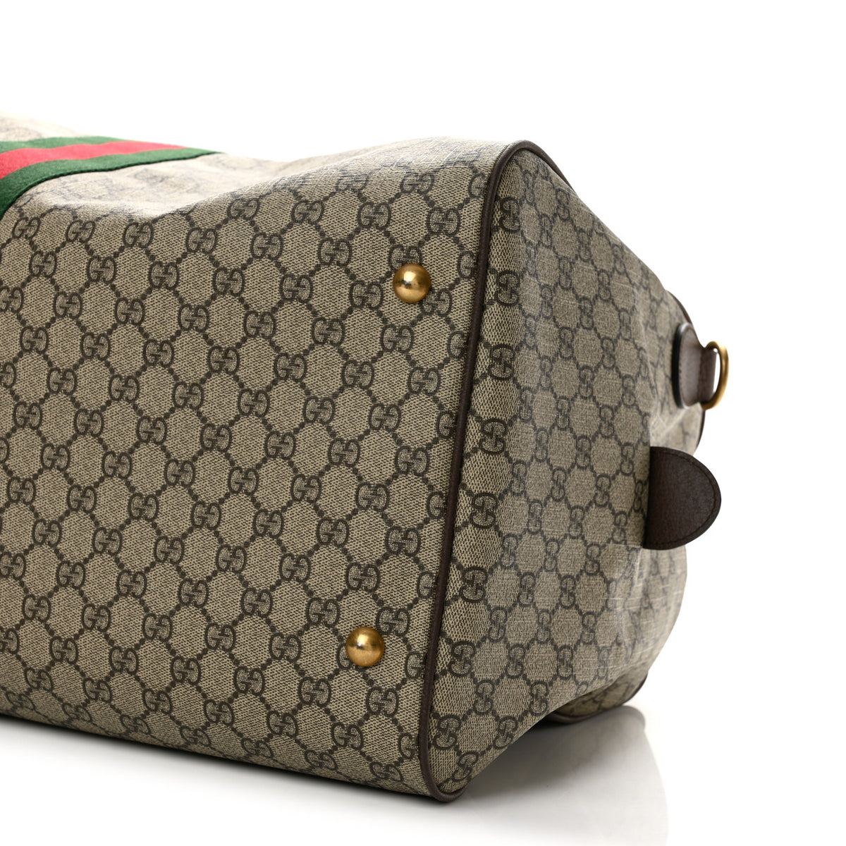 GG Supreme Monogram Textured Dollar Calfskin Web Large Savoy Duffle Bag Beige Ebony New Acero