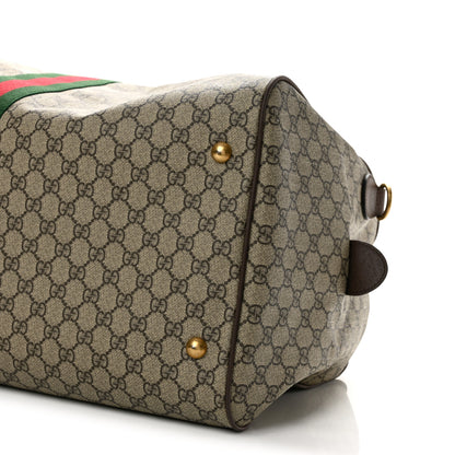 Gucci GG Supreme Monogram Textured Dollar Calfskin Web Large Savoy Duffle Bag Beige Ebony New Acero 10 of 12