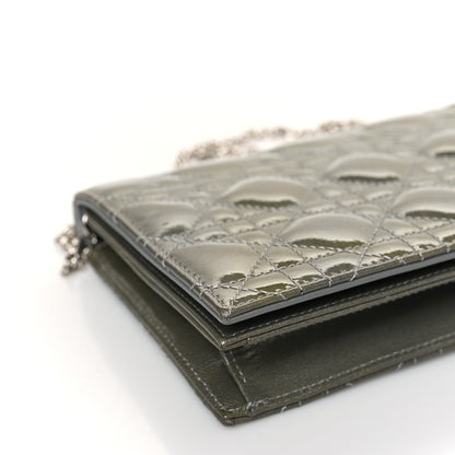 Christian Dior Patent Cannage Rendezvous Chain Wallet Kaki 7 of 8