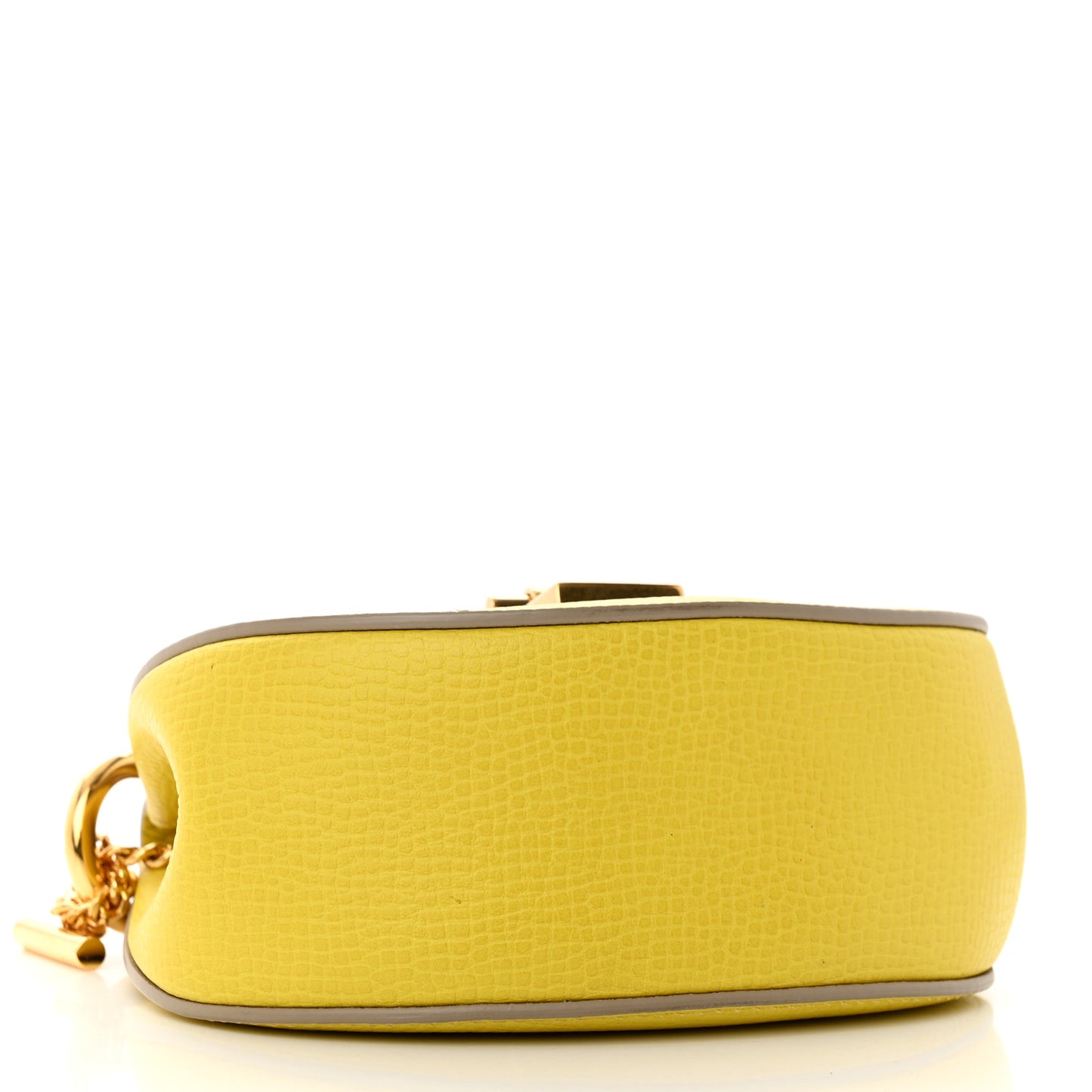 Grained Calfskin Lambskin Mini Bi-Color Drew Shoulder Bag Yellow Beige