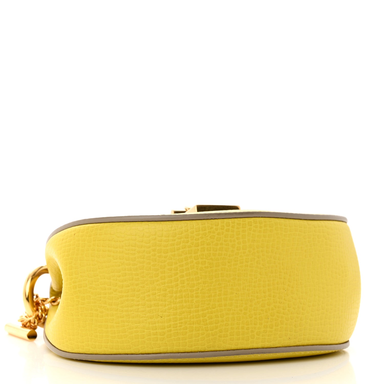 Chloe Grained Calfskin Lambskin Mini Bi-Color Drew Shoulder Bag Yellow Beige 4 of 12