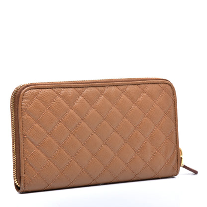 Prada Saffiano Quilted Zip Around Wallet Caramel 3 of 7