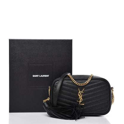 Saint Laurent Grain De Poudre Matelasse Monogram Mini Lou Camera Bag Black 10 of 10