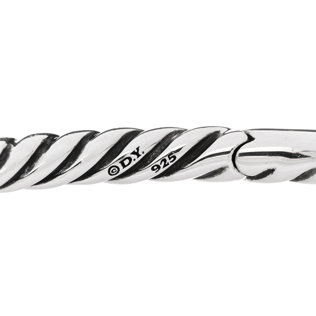 David Yurman Sterling Silver  Diamond 9.5mm Pure Form Smooth Bangle Bracelet 3 of 3