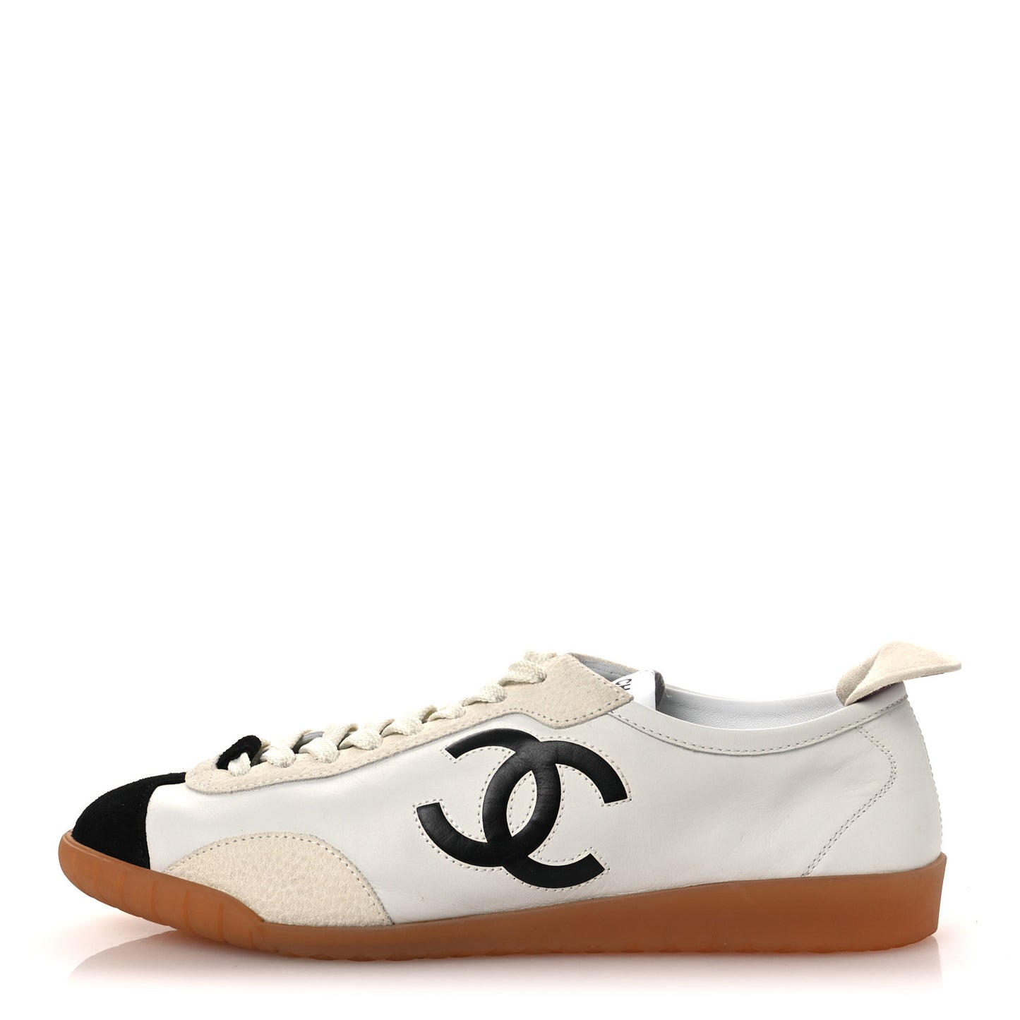 Calfskin Embossed Suede Sneakers 39.5 White Black