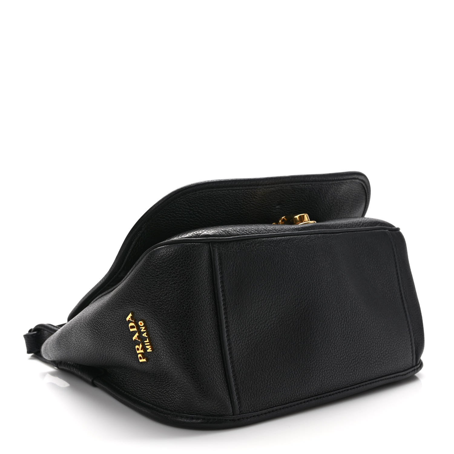 Prada Vitello Phenix Embossed Logo Bag Black 4 of 8