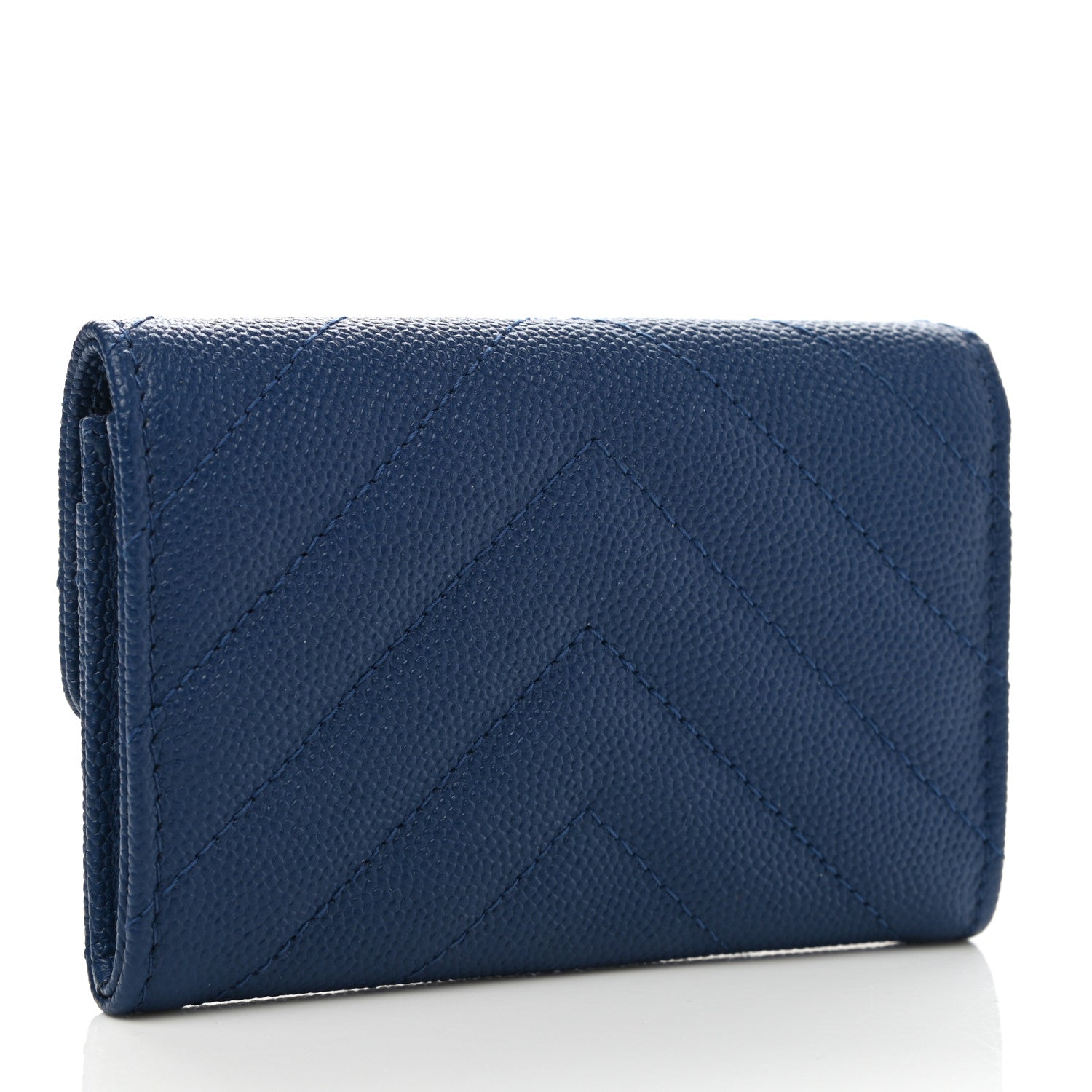 Chanel Caviar Chevron Quilted Flap Card Holder Dark Blue 3 of 9