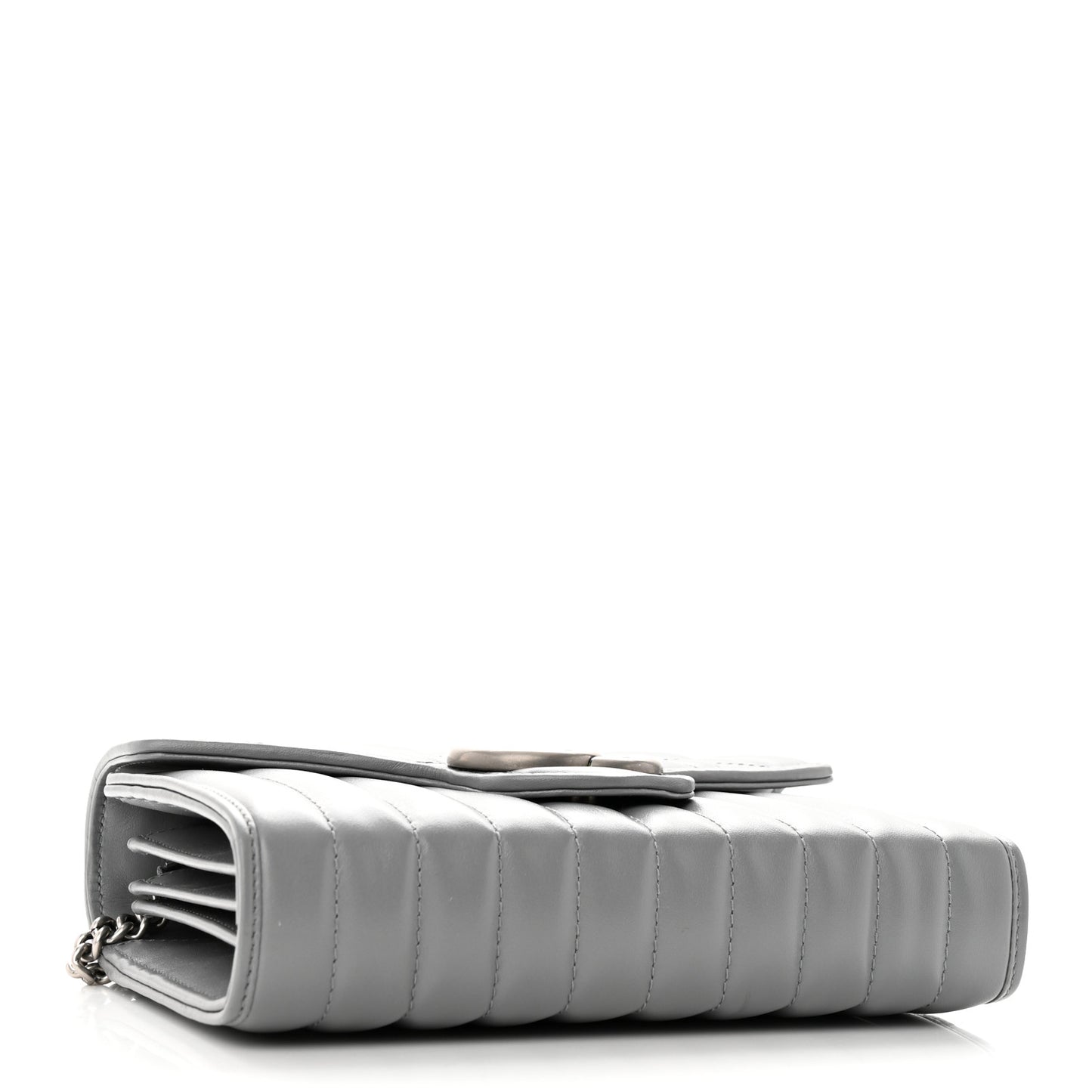 Calfskin Matelasse Aria GG Marmont Chain Wallet Deep Grey