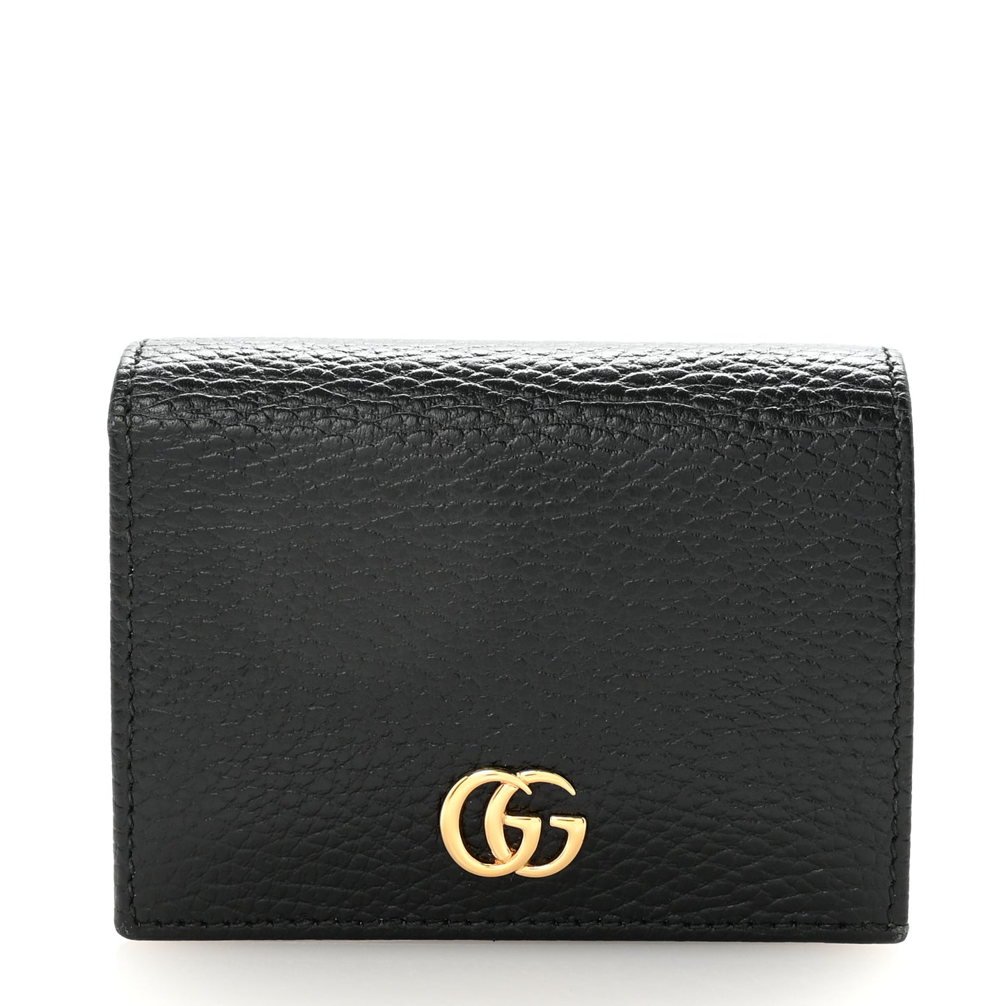 Pebbled Calfskin GG Marmont Card Case Black