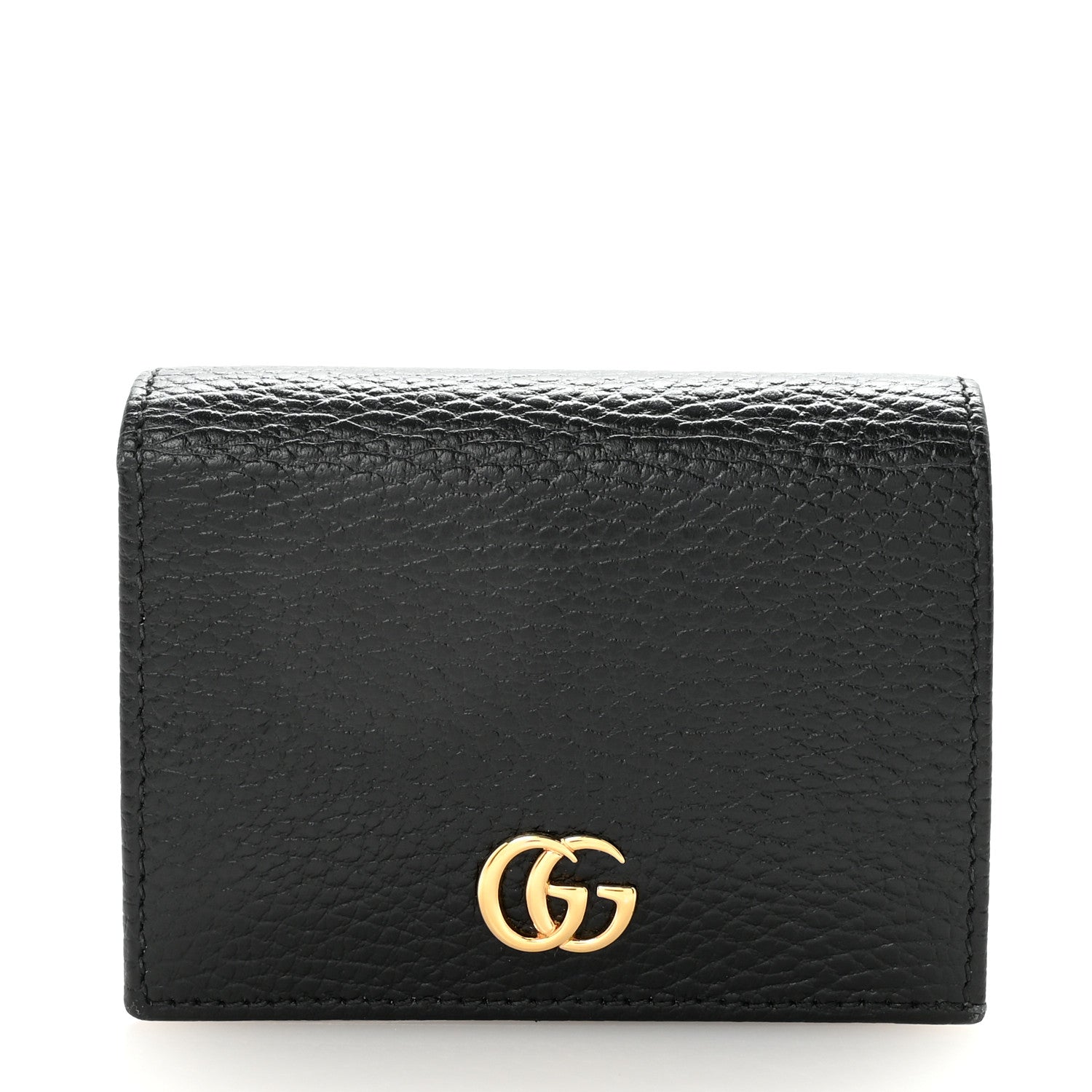 Gucci Pebbled Calfskin GG Marmont Card Case Black 1 of 7