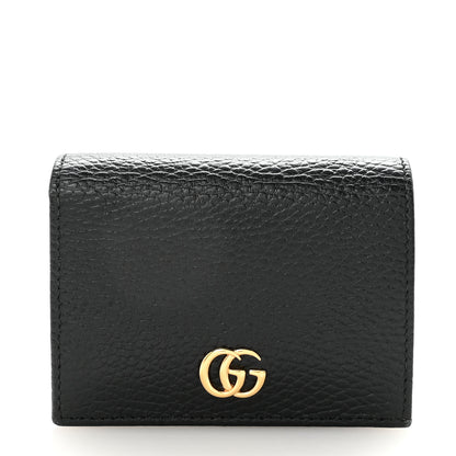 Gucci Pebbled Calfskin GG Marmont Card Case Black 1 of 7