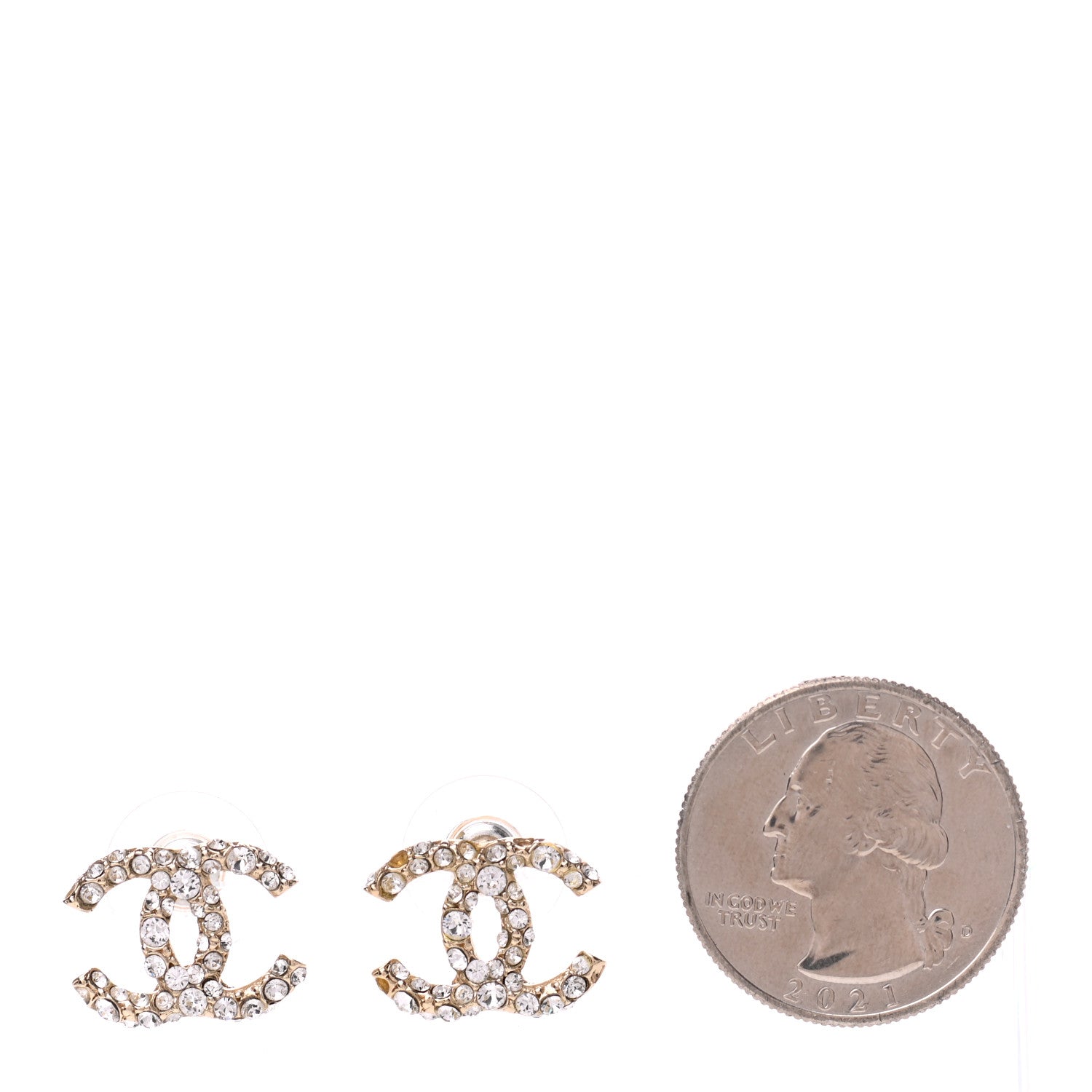 Chanel Crystal CC Earrings Gold 2 of 4