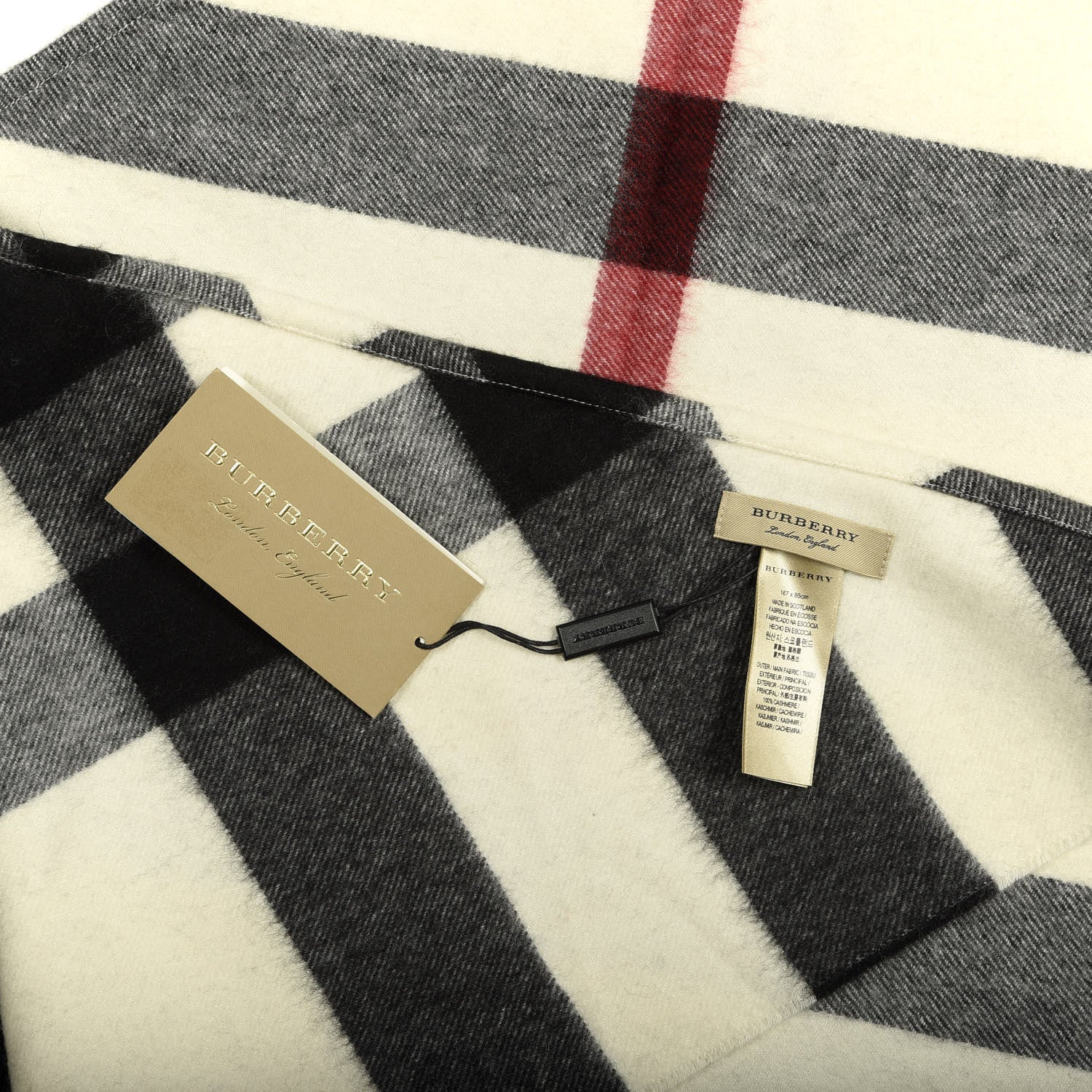 Burberry Cashmere Giant House Check Cape Scarf White 2 of 2