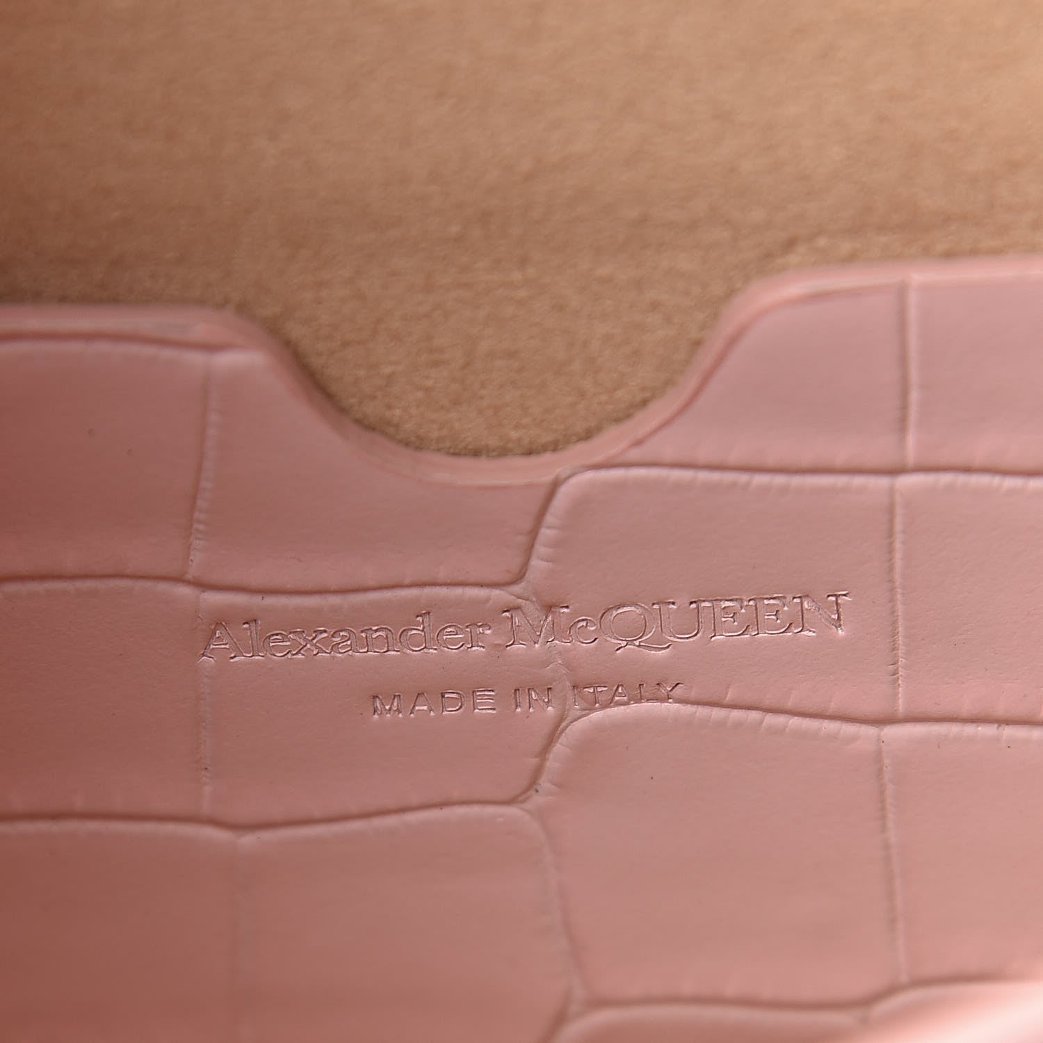 Alexander McQueen Calfskin Crocodile Embossed Skull Mini Crossbody Bag Pink 6 of 11