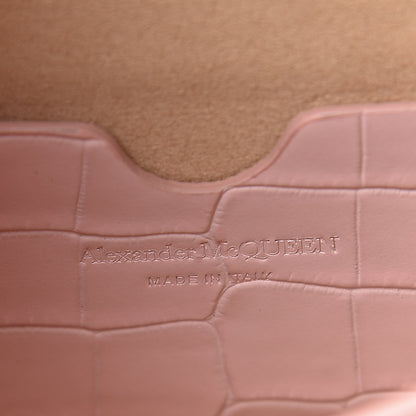 Alexander McQueen Calfskin Crocodile Embossed Skull Mini Crossbody Bag Pink 6 of 11