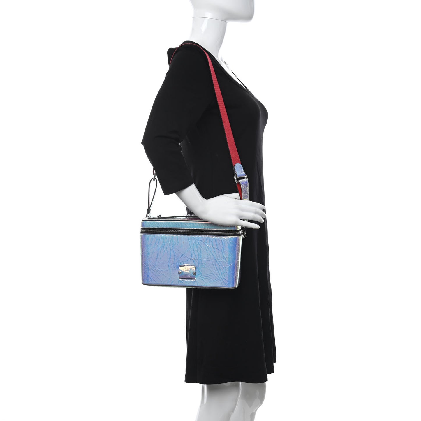 PVC Iridescent Calfskin Kypipouch Top Handle Messenger Bag Multicolor