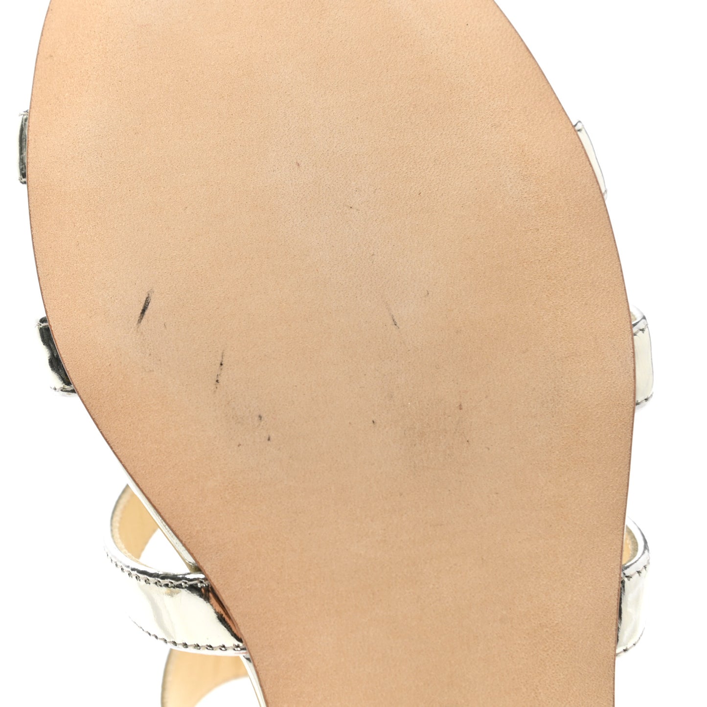 Metallic Calfskin Flat Sandals 35 Silver