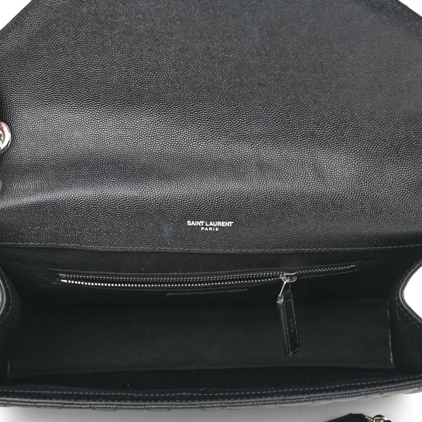 Grain De Poudre Textured Mixed Matelasse Large Triquilt Monogram Satchel Black