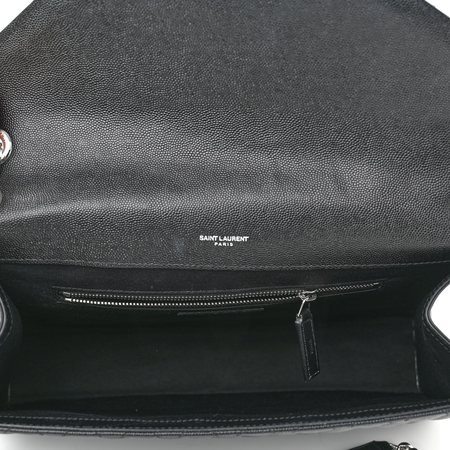 Saint Laurent Grain De Poudre Textured Mixed Matelasse Large Triquilt Monogram Satchel Black 4 of 8