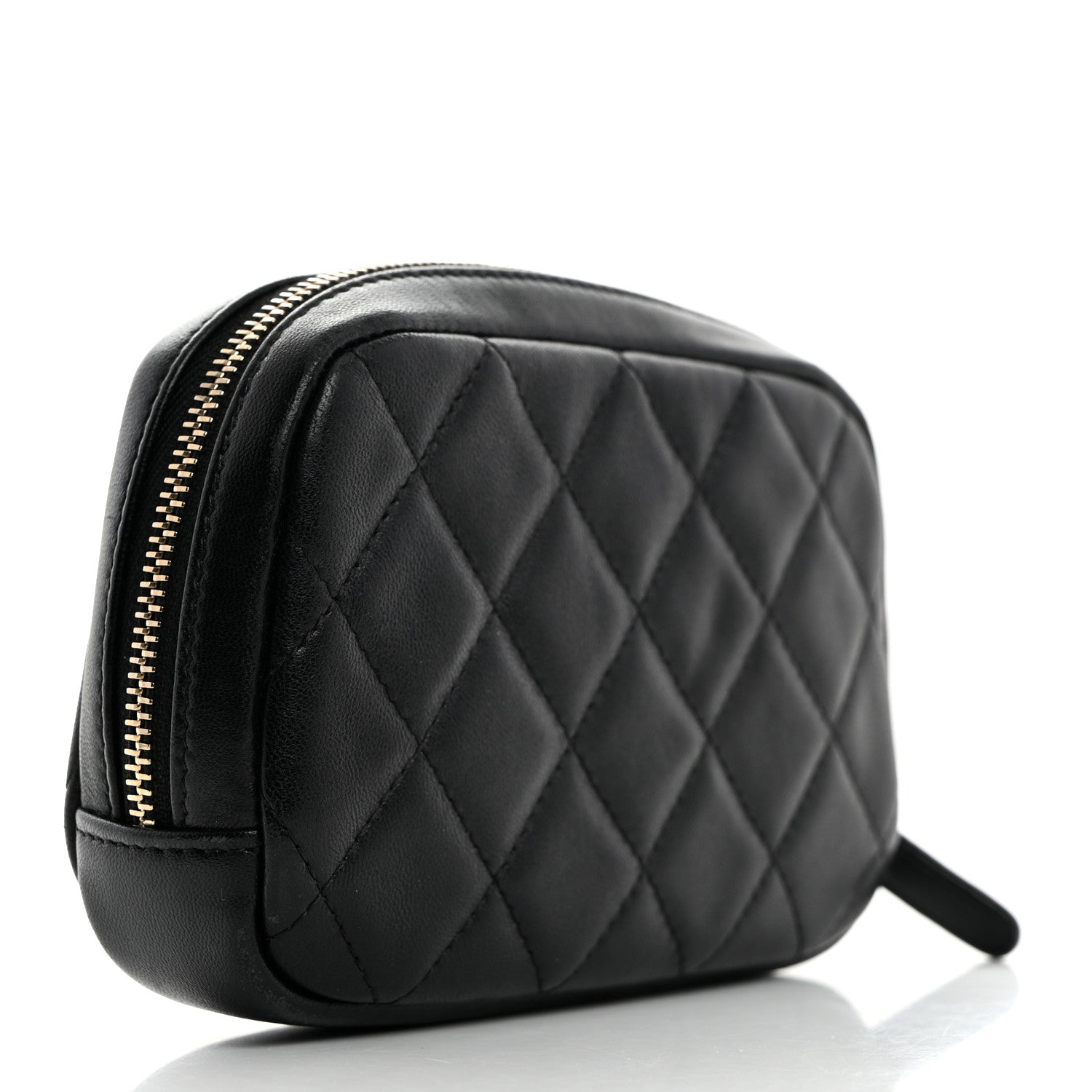Chanel Lambskin Quilted Small Curvy Pouch Cosmetic Case Black 3 of 8