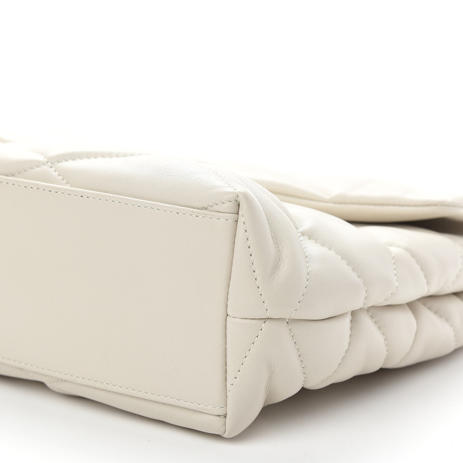 Saint Laurent Lambskin Quilted Sade Puffer Envelope Clutch White 8 of 8