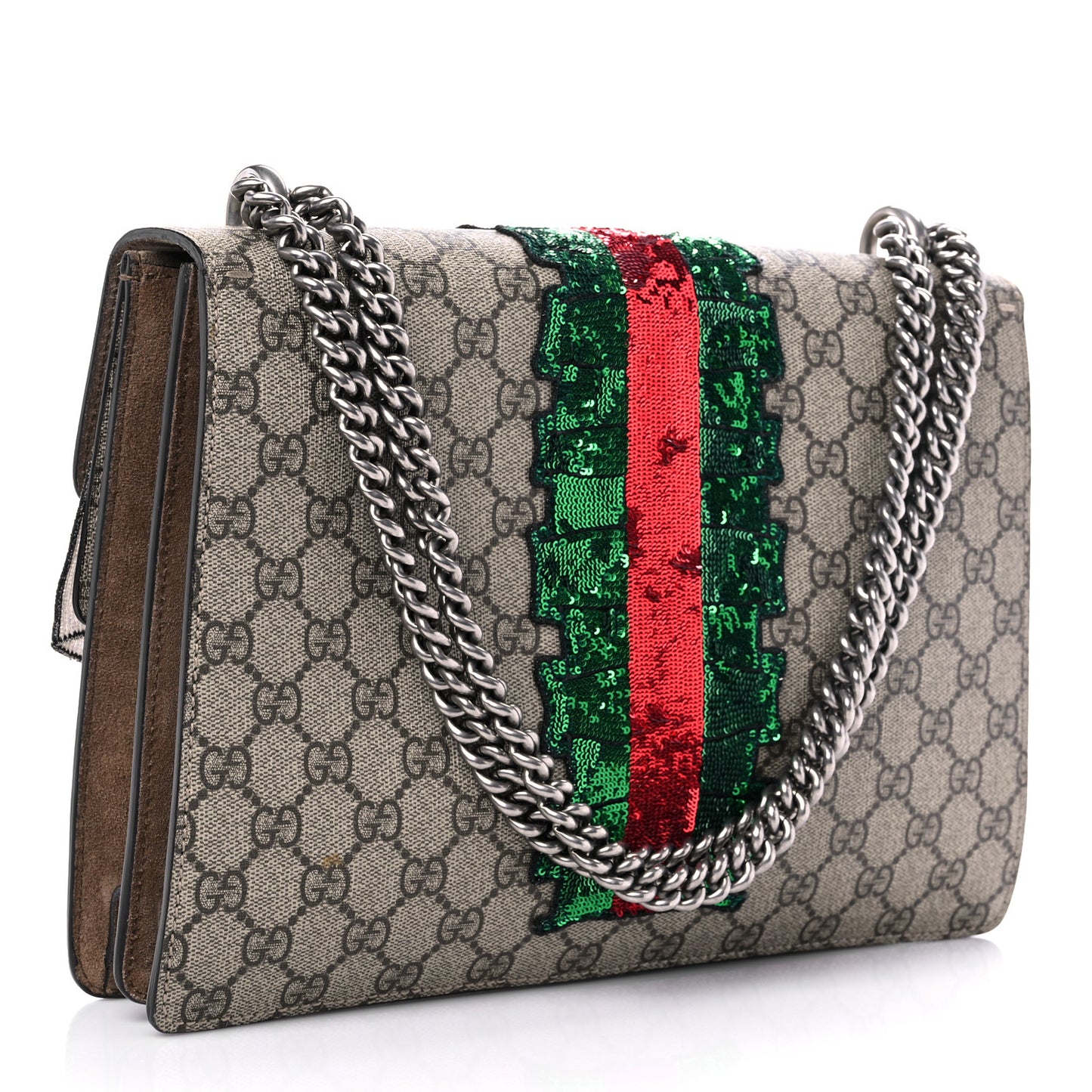 GG Supreme Monogram Lightning Embroidered Medium Dionysus Shoulder Bag Beige