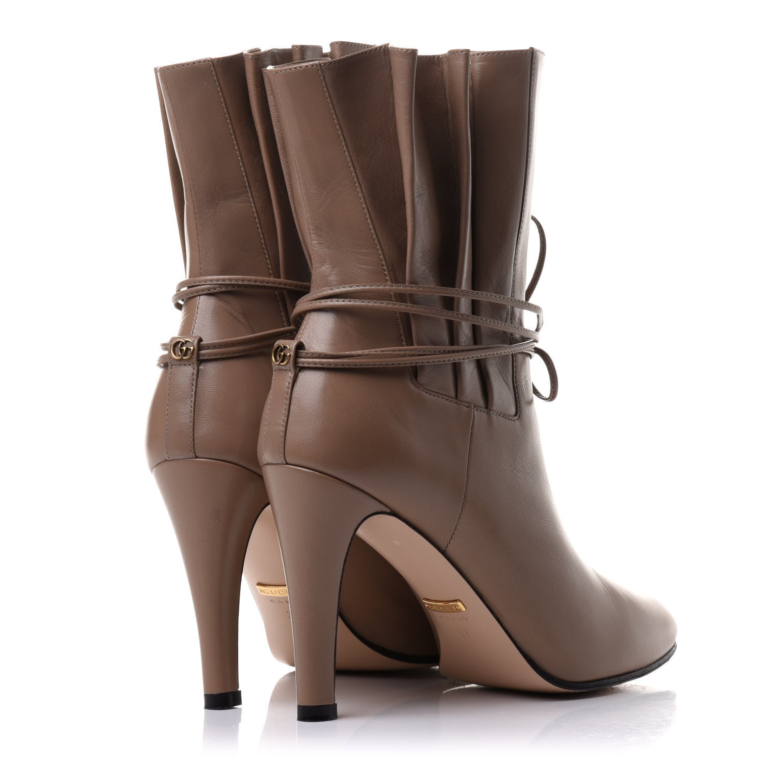 Gucci Malaga Kid Indya Bow Tie Ankle Boots 37 Mud 4 of 11