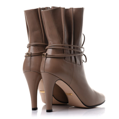Gucci Malaga Kid Indya Bow Tie Ankle Boots 37 Mud 4 of 11