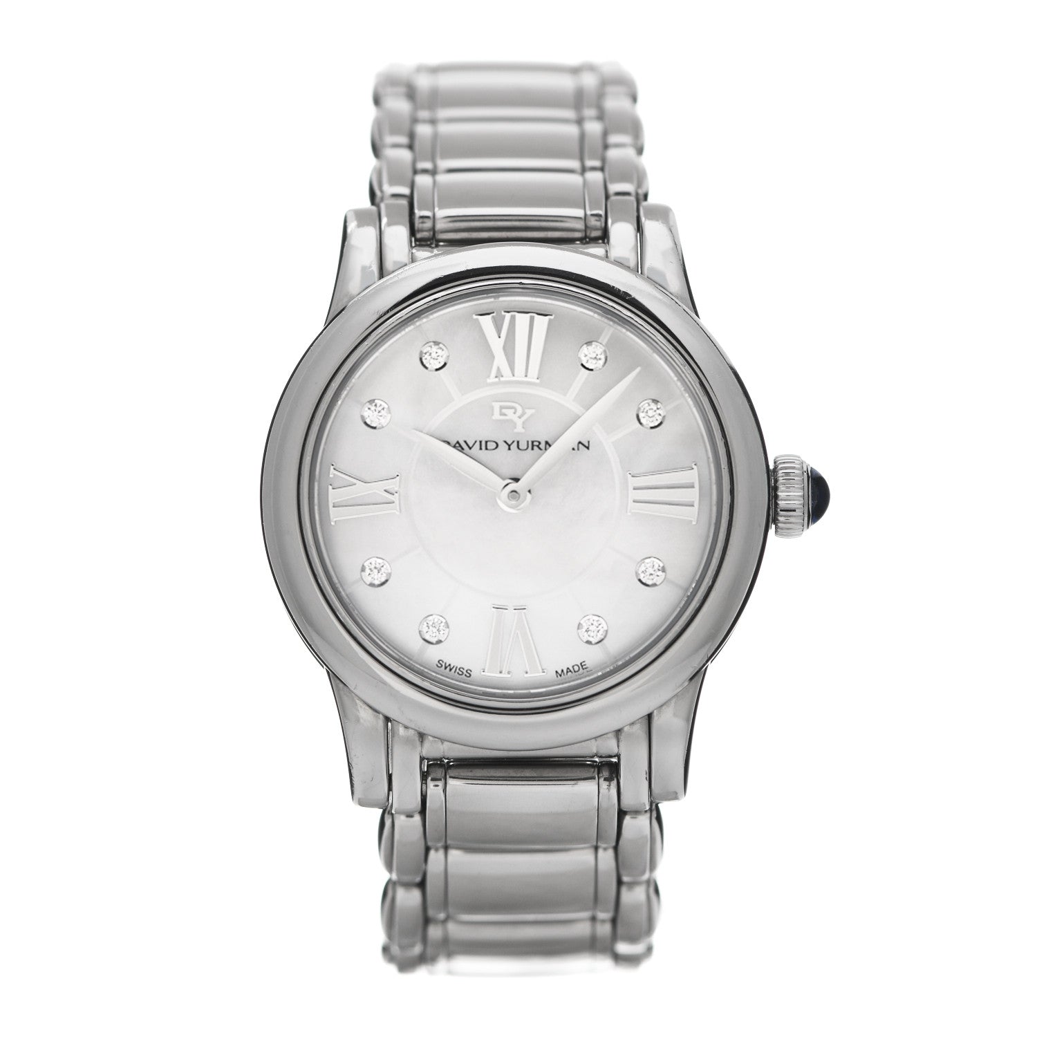David Yurman Stainless Steel Diamond Mother of Pearl 30mm Classic Quartz Watch 1 of 5