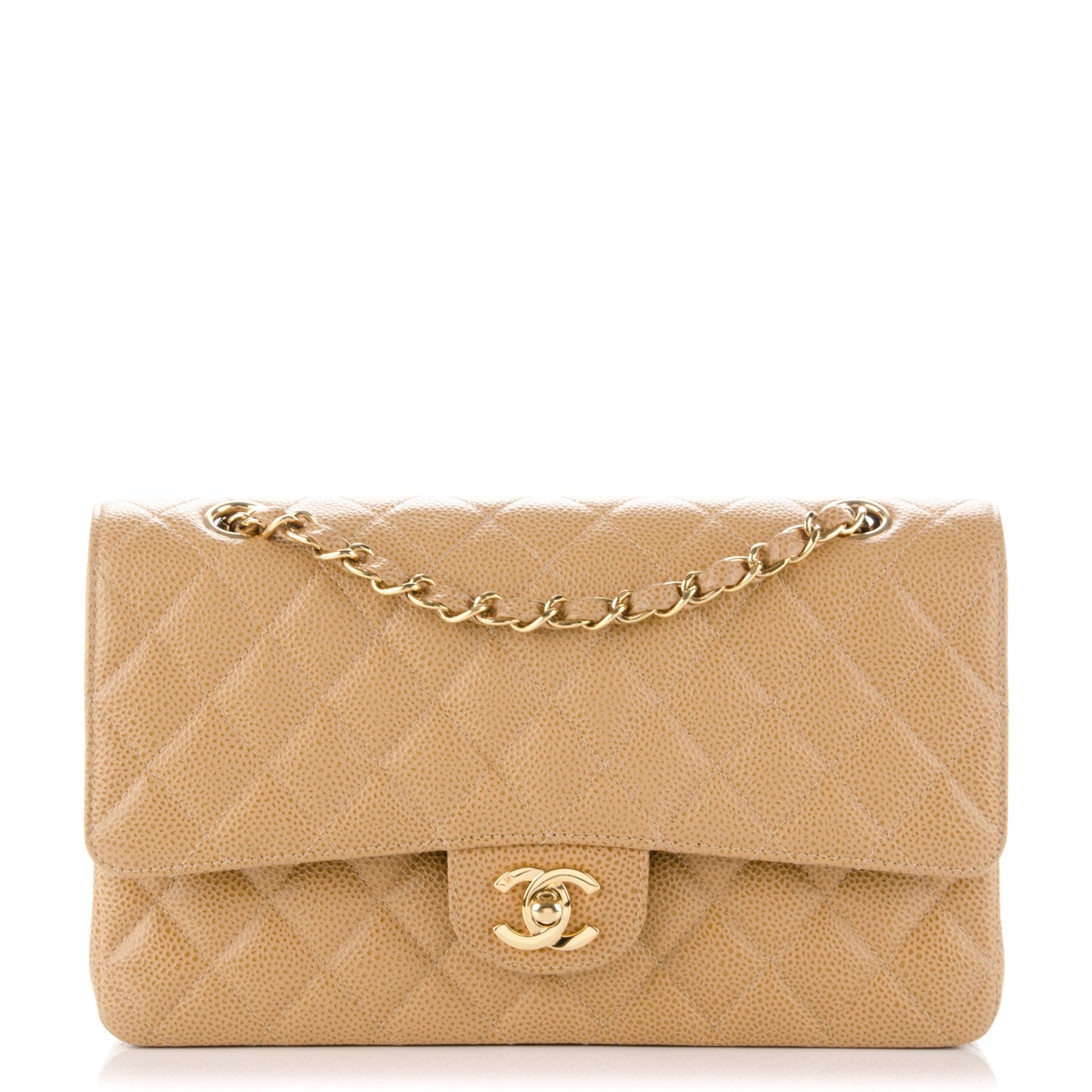 Chanel Caviar Quilted Medium Double Flap Beige 1 of 9