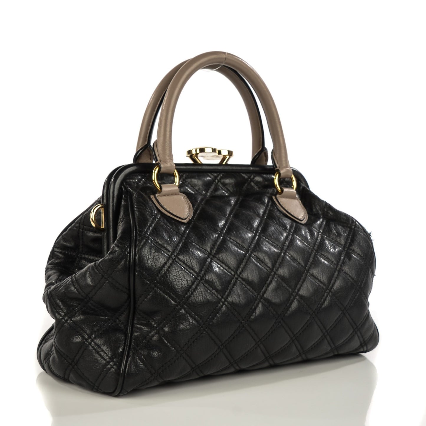 Lambskin Quilted Mini Manhattan Colorblock Stam Black Concrete