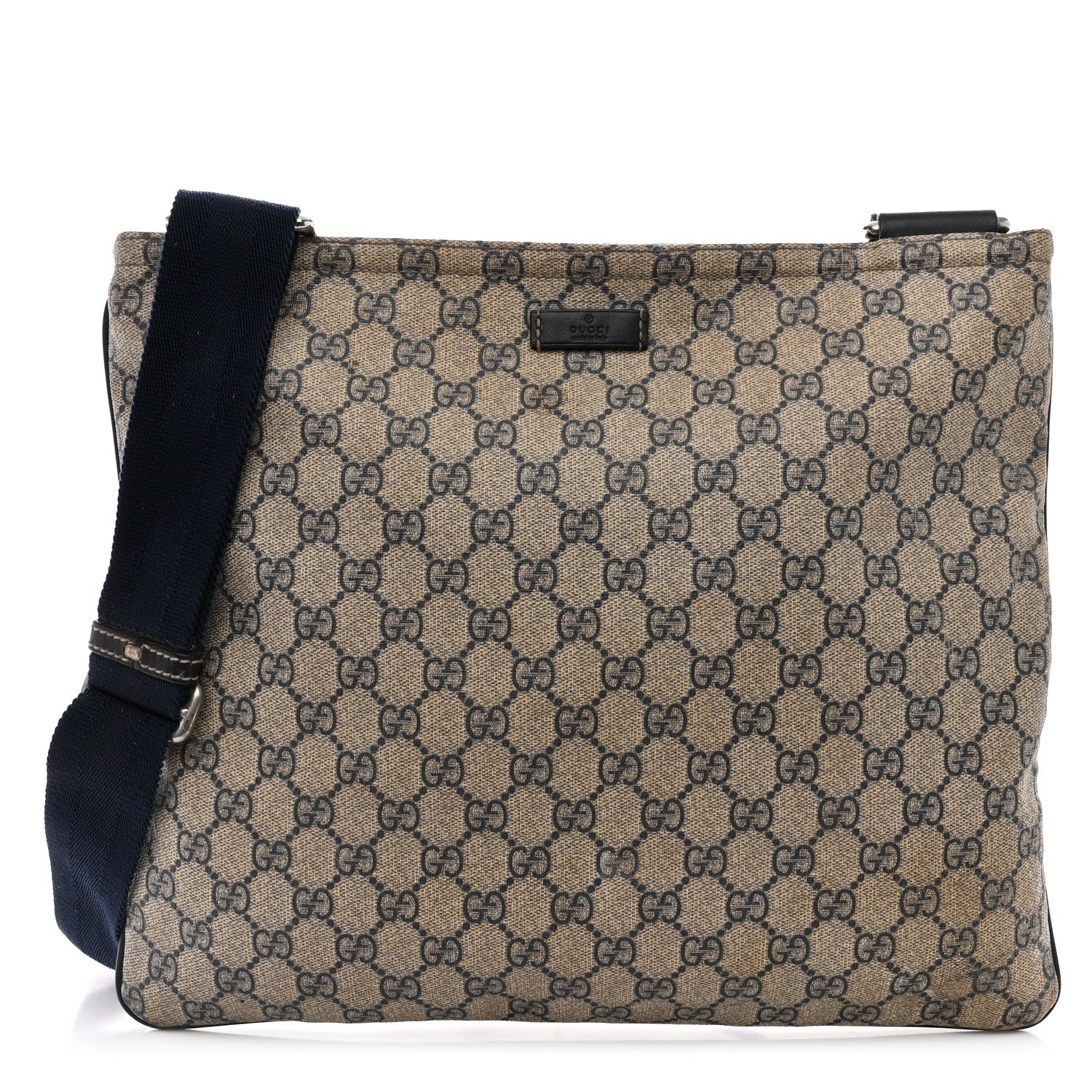 Gucci GG Plus Monogram Large Flat Messenger Bag Beige Blue 1 of 17