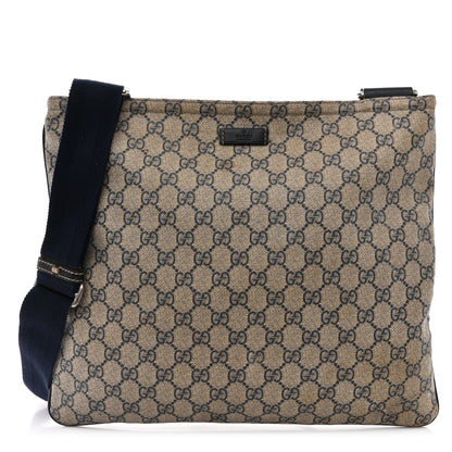 Gucci GG Plus Monogram Large Flat Messenger Bag Beige Blue 1 of 17