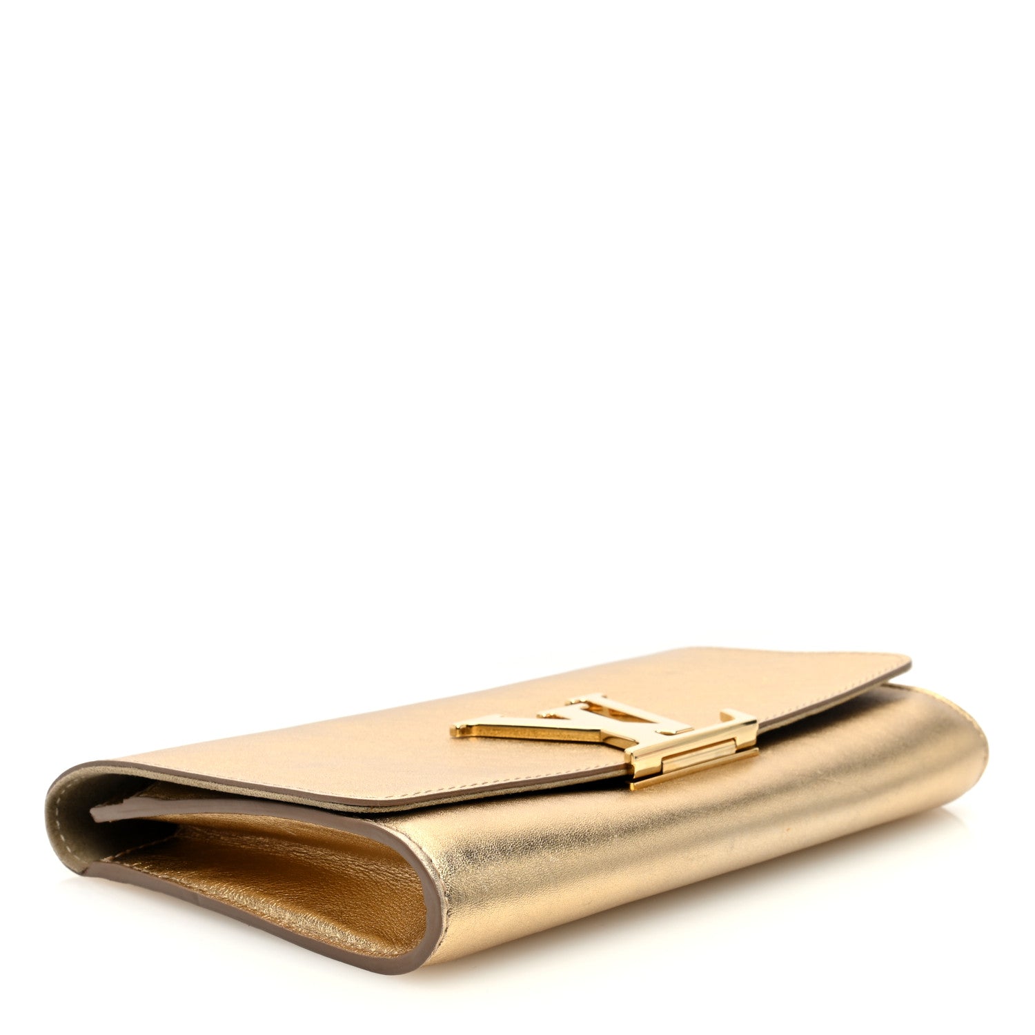 Louis Vuitton Metallic Calfskin Louise Clutch Gold 4 of 9