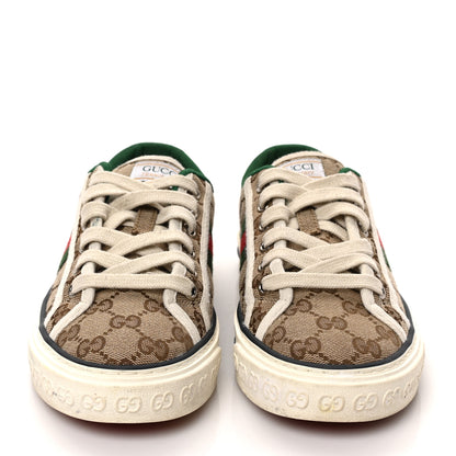 Gucci GG Monogram Web Womens 1977 Tennis Sneakers 38 Beige Ebony Mystic White 2 of 7