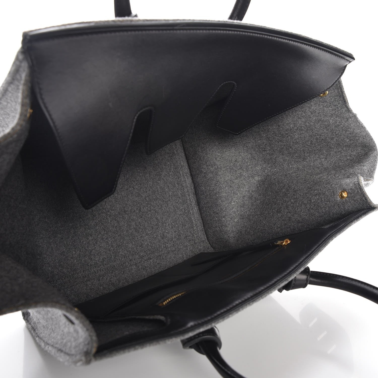 Celine Felt Calfskin Medium Tie Knot Tote Grey Black 5 of 9