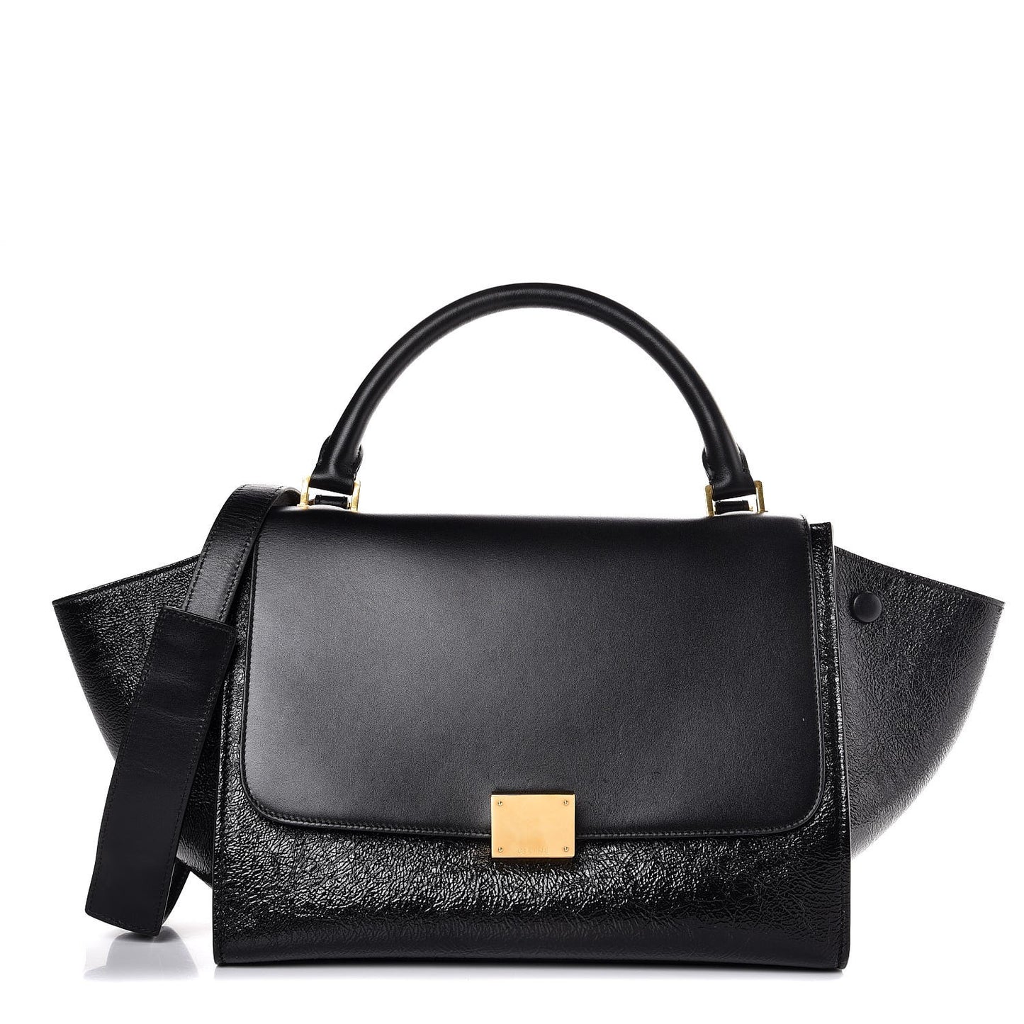 Shiny Goatskin Small Trapeze Black