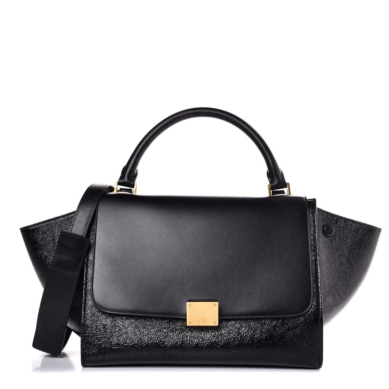 Celine Shiny Goatskin Small Trapeze Black 1 of 6