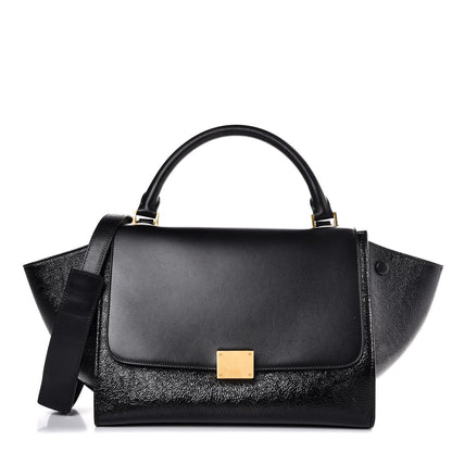 Celine Shiny Goatskin Small Trapeze Black 1 of 6