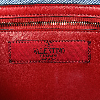 Valentino Garavani Denim Rockstud Spike Wallet on Chain Blue 6 of 8