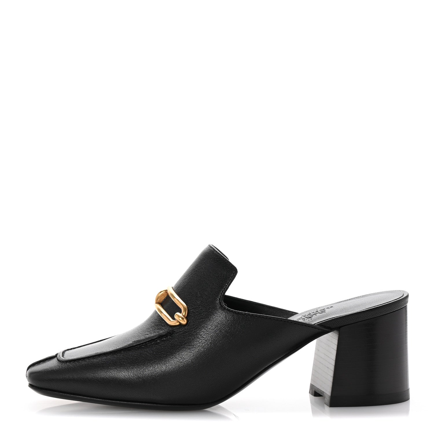 Hermes Goatskin Womens Gisele 60 Mules 37.5 Black 1 of 11