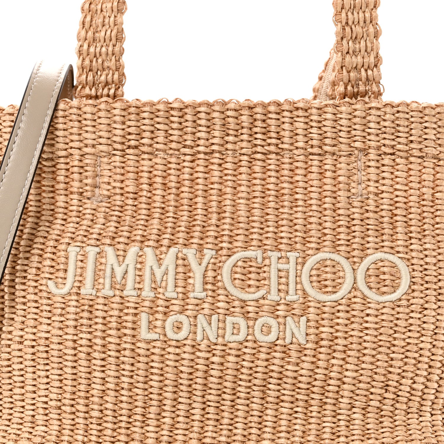 Jimmy Choo Raffia Embroidered East West London Mini Beach Tote